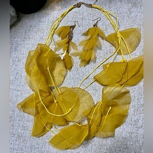 🌼✨Louisa yellow necklace and earrings, fabric flowers, beautiful ✨🌼#LOUISA